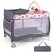 Babyjoy 3 in 1 Baby Playard Portable Infant Nursery Center w/ Zippered Door Pink/Grey/Pink & White/Green